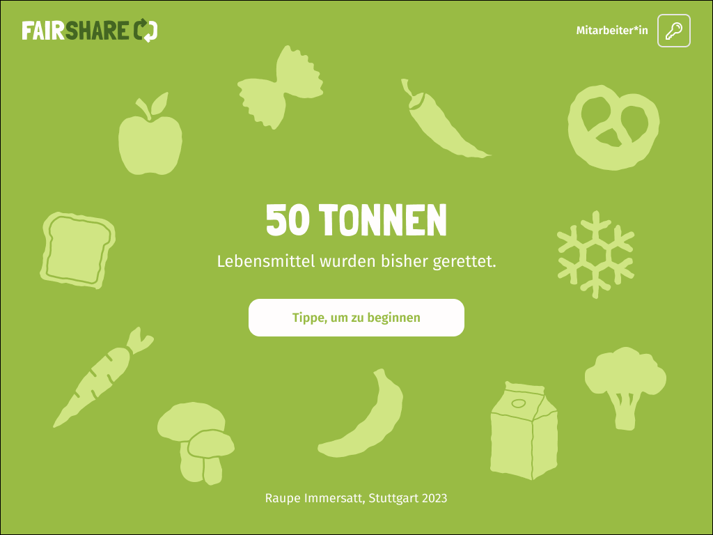 Bild des Homescreens unserer Anwendung Fairshare.